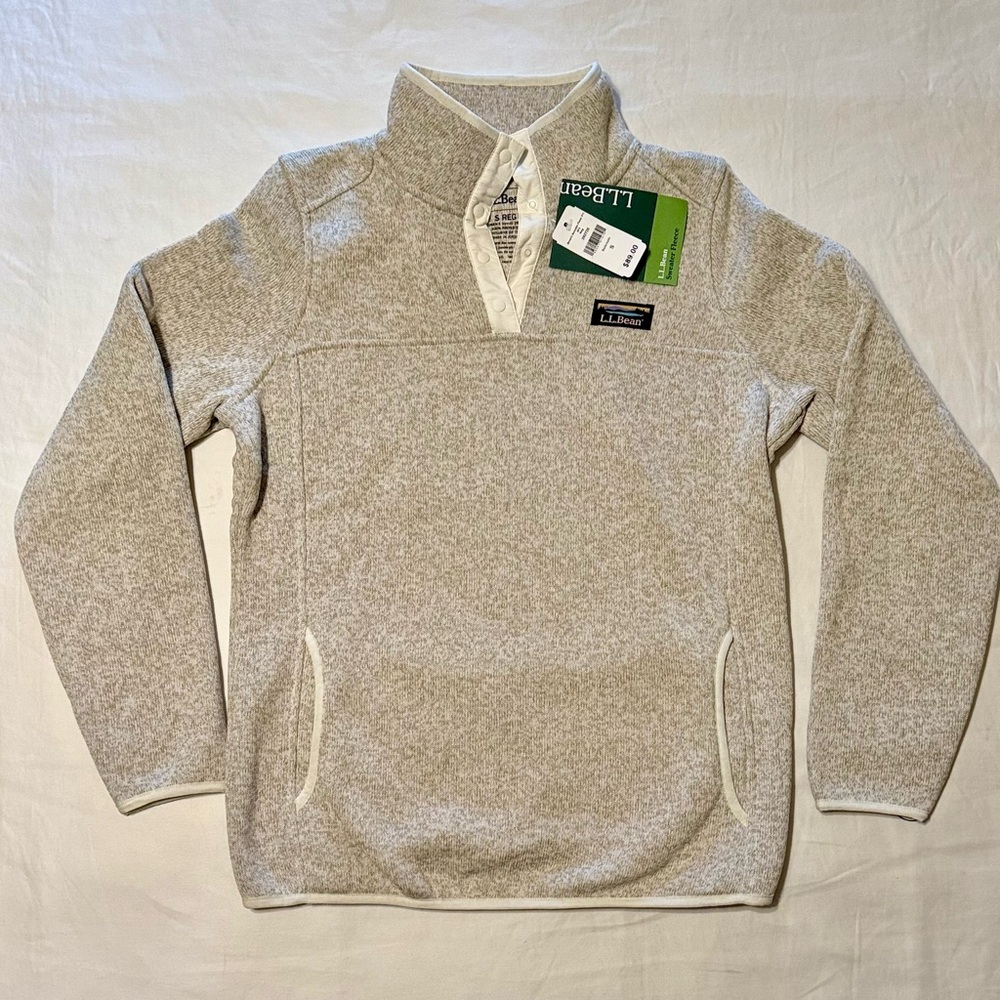 LL Bean Sweater Fleece Pullover - Womens Regular Small - Sailcloth color - NWT